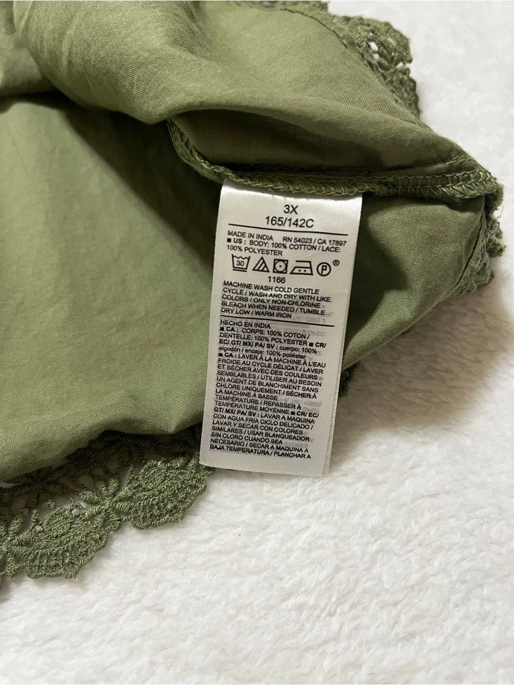 Old Navy NWT Olive Green (Bare Ground) Lace Trim Square Neck Blouse Top Size 3X
